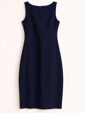 Theory Betty Tailor Navy Sleeveless Sheath Dress Wool Stretch Size 4